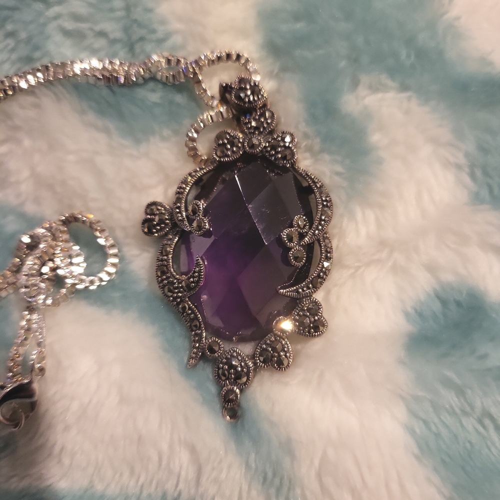 Gorgeous diamond cut Amethyst necklace